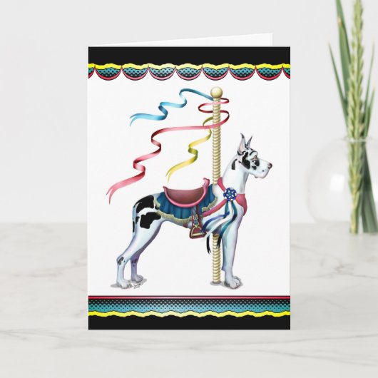 Great Dane Harlequin Carousel - Maßgeschneidert Karte (Vorderseite)