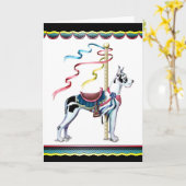 Great Dane Harlequin Carousel - Maßgeschneidert Karte (Gelbe Blume)
