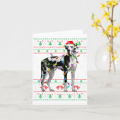Great Dane Harlequin Dog Christmas Ugly Sweater Li Karte (Gelbe Blume)