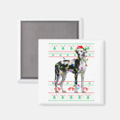Great Dane Harlequin Dog Christmas Ugly Sweater Li Magnet (Vorderseite/Rückseite)