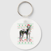 Great Dane Harlequin Dog Christmas Ugly Sweater Li Schlüsselanhänger (Vorderseite)