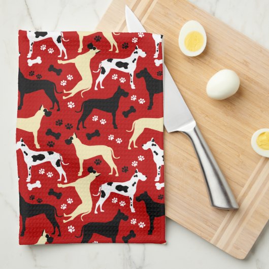 Great Dane Harlequin Fawn Black Danes Geschirrtuch (Viertel Falte)