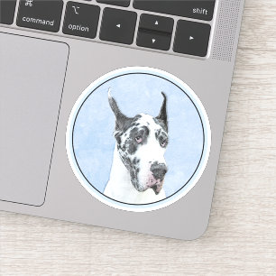 Great Dane (Harlequin) Malerei - Original Dog Art Aufkleber
