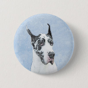Great Dane (Harlequin) Malerei - Original Dog Art Button