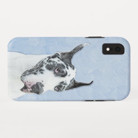 Great Dane (Harlequin) Malerei - Original Dog Art Case-Mate iPhone Hülle (Rückseite (Horizontal))