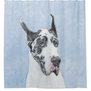 Great Dane (Harlequin) Malerei - Original Dog Art Duschvorhang