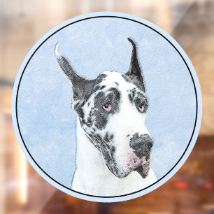 Great Dane (Harlequin) Malerei - Original Dog Art Fensteraufkleber