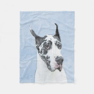Great Dane (Harlequin) Malerei - Original Dog Art Fleecedecke
