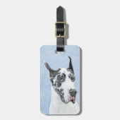 Great Dane (Harlequin) Malerei - Original Dog Art Gepäckanhänger (Vorderseite vertikal)