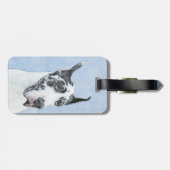 Great Dane (Harlequin) Malerei - Original Dog Art Gepäckanhänger (Rückseite horizontal)