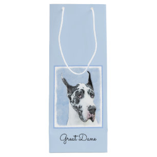 Great Dane (Harlequin) Malerei - Original Dog Art Geschenktüte Für Weinflaschen