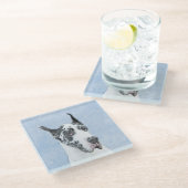 Great Dane (Harlequin) Malerei - Original Dog Art Glasuntersetzer (Schrägansicht)