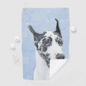 Great Dane (Harlequin) Malerei - Original Dog Art Golfhandtuch (Insitu)