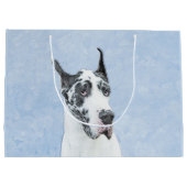 Great Dane (Harlequin) Malerei - Original Dog Art Große Geschenktüte (Rückseite)
