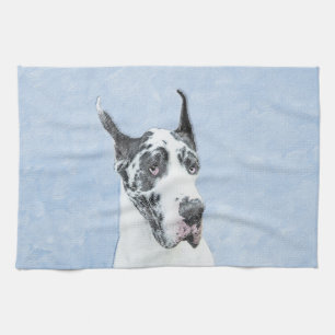 Great Dane (Harlequin) Malerei - Original Dog Art Handtuch
