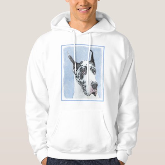 Great Dane (Harlequin) Malerei - Original Dog Art Hoodie (Vorderseite)