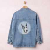 Great Dane (Harlequin) Malerei - Original Dog Art Jeansjacke (Hangar)