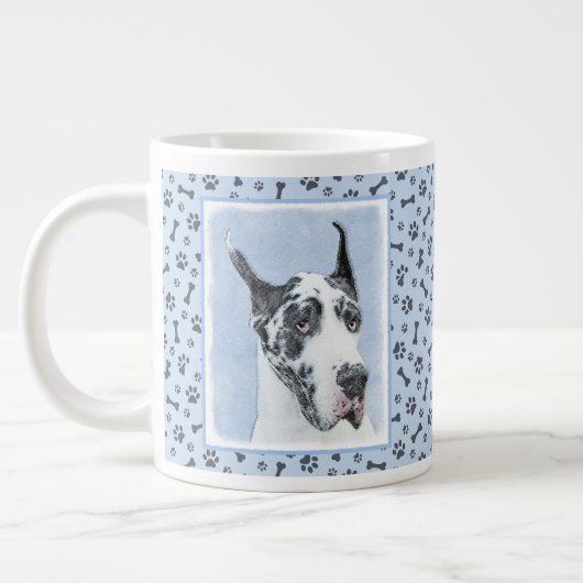 Great Dane (Harlequin) Malerei - Original Dog Art Jumbo-Tasse (Links)