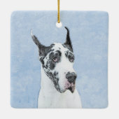 Great Dane (Harlequin) Malerei - Original Dog Art Keramikornament (Rückseite)