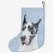 Great Dane (Harlequin) Malerei - Original Dog Art Kleiner Weihnachtsstrumpf (Rückseite)