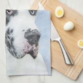 Great Dane (Harlequin) Malerei - Original Dog Art Küchentuch (Viertel Falte)