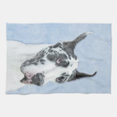 Great Dane (Harlequin) Malerei - Original Dog Art Küchentuch (Horizontal)