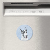 Great Dane (Harlequin) Malerei - Original Dog Art Magnet (In Situ (Geschirrspüler))