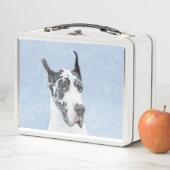 Great Dane (Harlequin) Malerei - Original Dog Art Metall Brotdose (Beispiel)