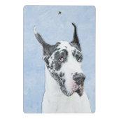 Great Dane (Harlequin) Malerei - Original Dog Art Mini Klemmbrett (Rückseite)