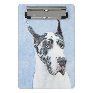 Great Dane (Harlequin) Malerei - Original Dog Art Mini Klemmbrett
