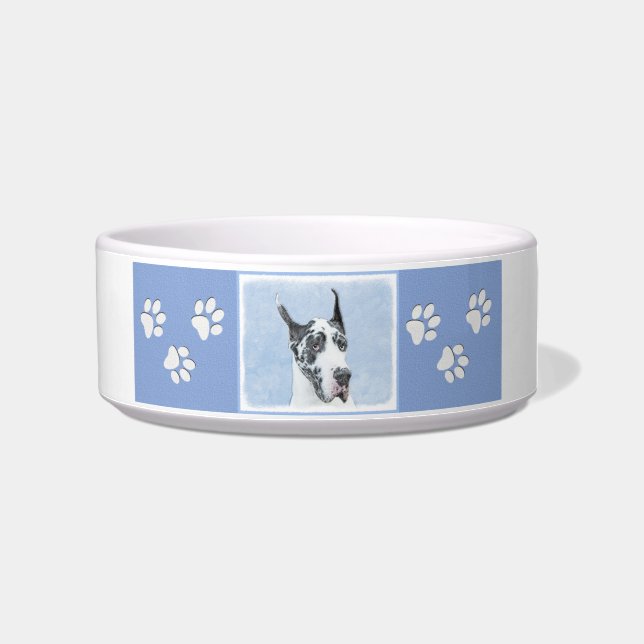 Great Dane (Harlequin) Malerei - Original Dog Art Napf (Rechts)