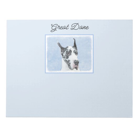 Great Dane (Harlequin) Malerei - Original Dog Art Notizblock (Vorderseite)