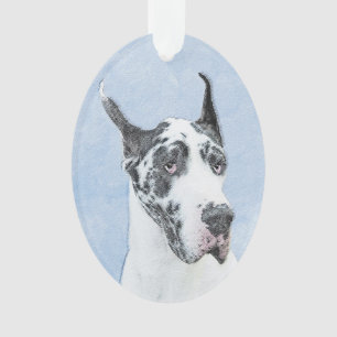 Great Dane (Harlequin) Malerei - Original Dog Art Ornament