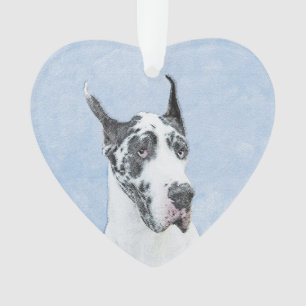 Great Dane (Harlequin) Malerei - Original Dog Art Ornament