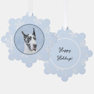 Great Dane (Harlequin) Malerei - Original Dog Art Ornament Karte