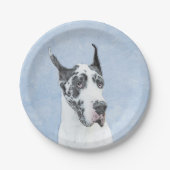Great Dane (Harlequin) Malerei - Original Dog Art Pappteller (Vorderseite)