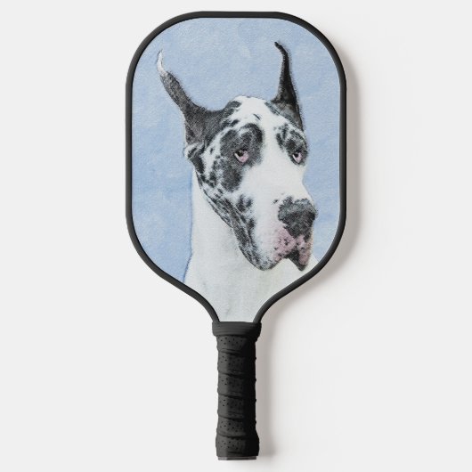 Great Dane (Harlequin) Malerei - Original Dog Art Pickleball Schläger (Vorderseite)