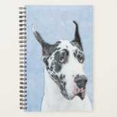Great Dane (Harlequin) Malerei - Original Dog Art Planer (Vorderseite)