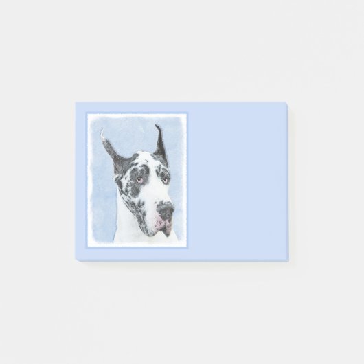 Great Dane (Harlequin) Malerei - Original Dog Art Post-it Klebezettel (Vorderseite)