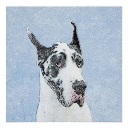 Great Dane (Harlequin) Malerei - Original Dog Art Poster (Vorderseite)