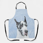 Great Dane (Harlequin) Malerei - Original Dog Art Schürze (Vorderseite)