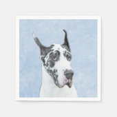 Great Dane (Harlequin) Malerei - Original Dog Art Serviette (Vorderseite)