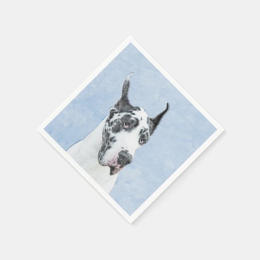 Great Dane (Harlequin) Malerei - Original Dog Art Serviette (Ecke)