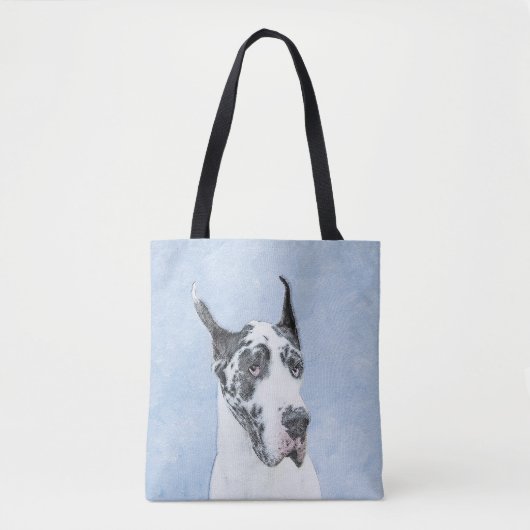 Great Dane (Harlequin) Malerei - Original Dog Art Tasche (Vorderseite)