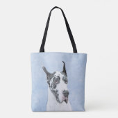 Great Dane (Harlequin) Malerei - Original Dog Art Tasche (Rückseite)