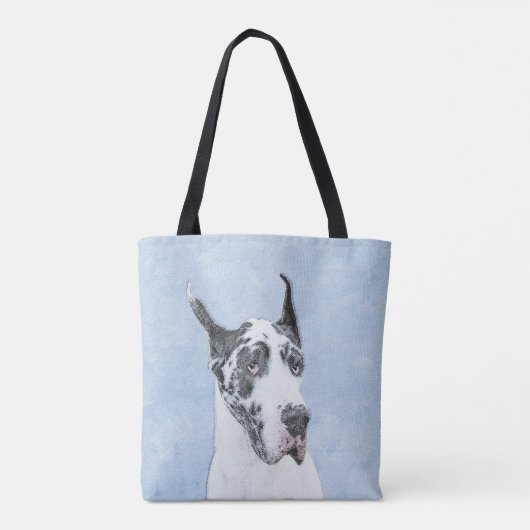 Great Dane (Harlequin) Malerei - Original Dog Art Tasche (Rückseite)