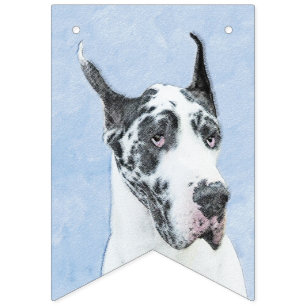 Great Dane (Harlequin) Malerei - Original Dog Art Wimpelkette