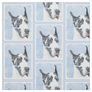 Great Dane (Harlequin) Malerei - Original Hundekun Stoff