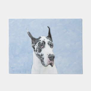 Great Dane (Harlequin) Painting - Original Dog Art Fußmatte