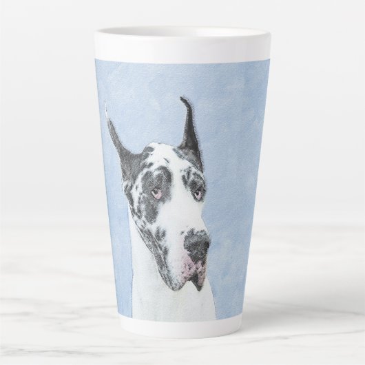 Great Dane (Harlequin) Painting - Original Dog Art Milchtasse (Vorderseite)